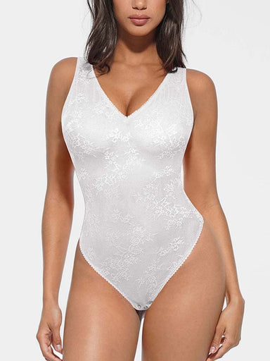 Deep V-Neck Lace Bodysuit
