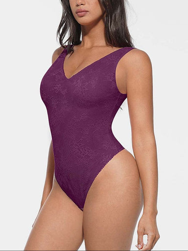 Deep V-Neck Lace Bodysuit