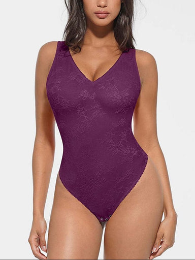 Deep V-Neck Lace Bodysuit