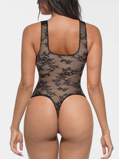 Deep V-Neck Lace Bodysuit