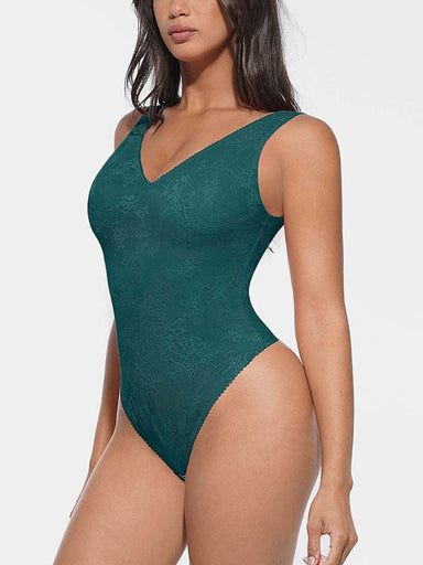 Deep V-Neck Lace Bodysuit