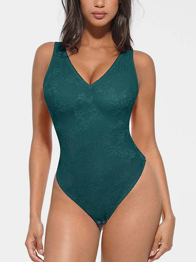 Deep V-Neck Lace Bodysuit