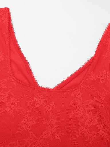 Deep V-Neck Lace Bodysuit