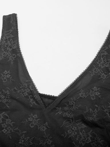 Deep V-Neck Lace Bodysuit