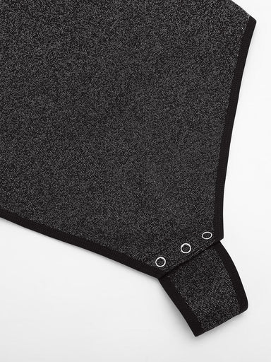 Shiny Draped Neck All-In-One Bodysuit