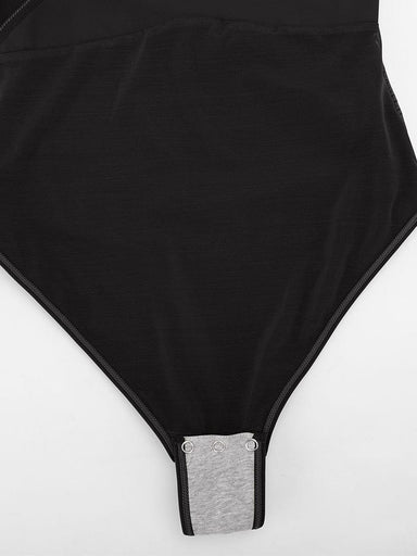 Overlapping V-Neck Wrap Bodysuit