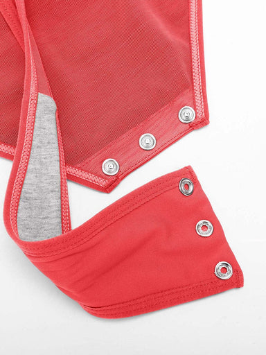 Overlapping V-Neck Wrap Bodysuit