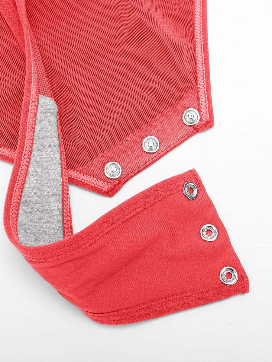 Overlapping V-Neck Wrap Bodysuit
