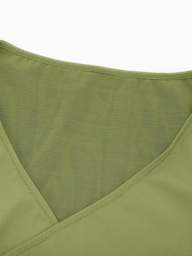 Overlapping V-Neck Wrap Bodysuit