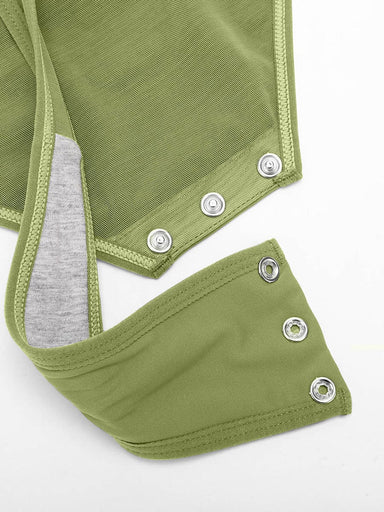 Overlapping V-Neck Wrap Bodysuit