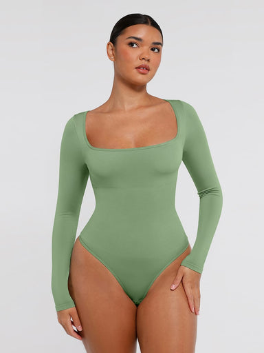 Eco Square Neck Long Sleeve Bodysuit
