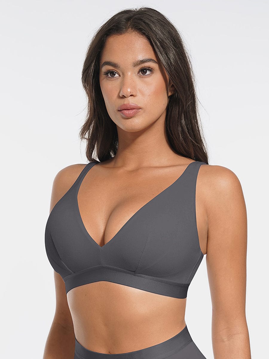 Deep V-Neck Ribbed Modal Bralette