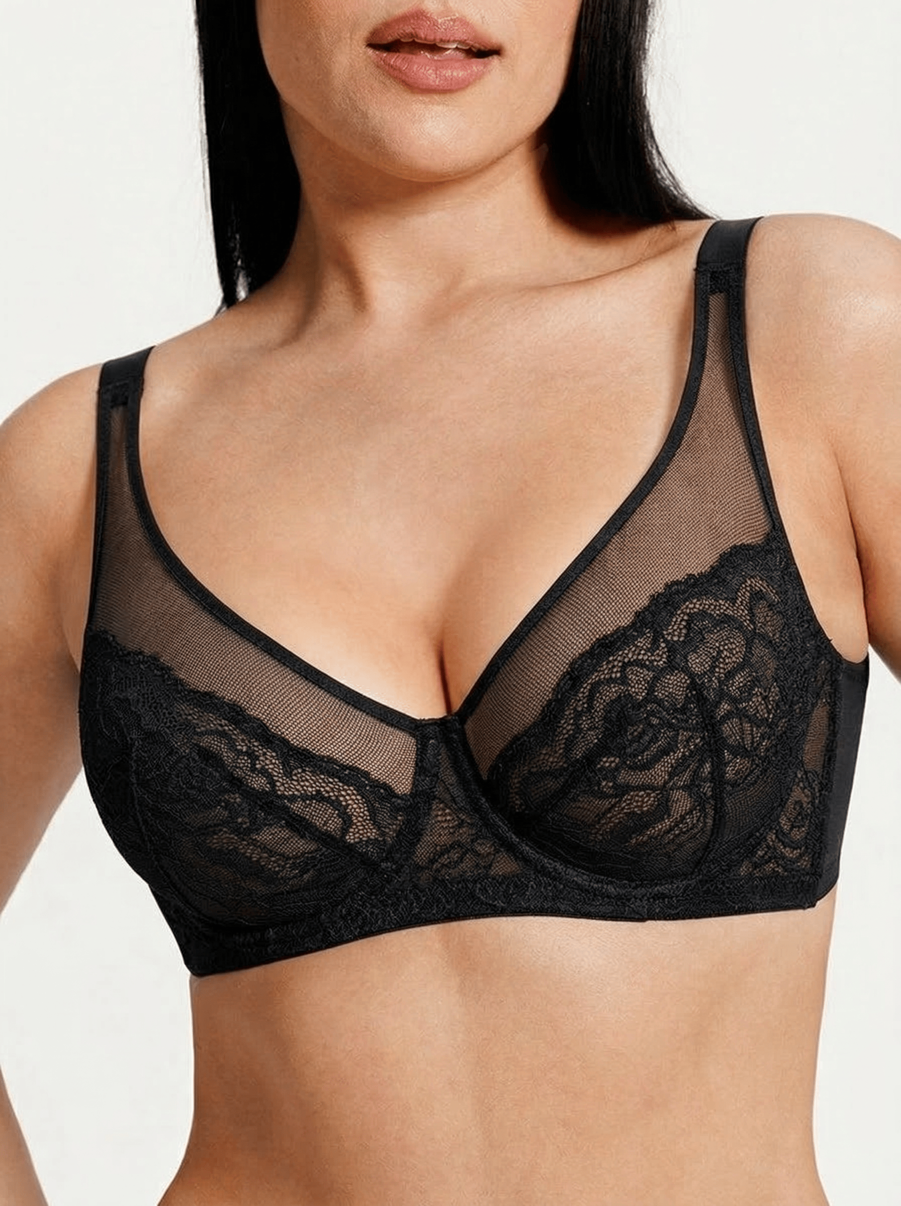 Sheer Lace Plunge Bra