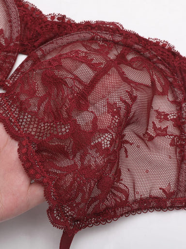 Sheer Floral Lace Underwire Bra
