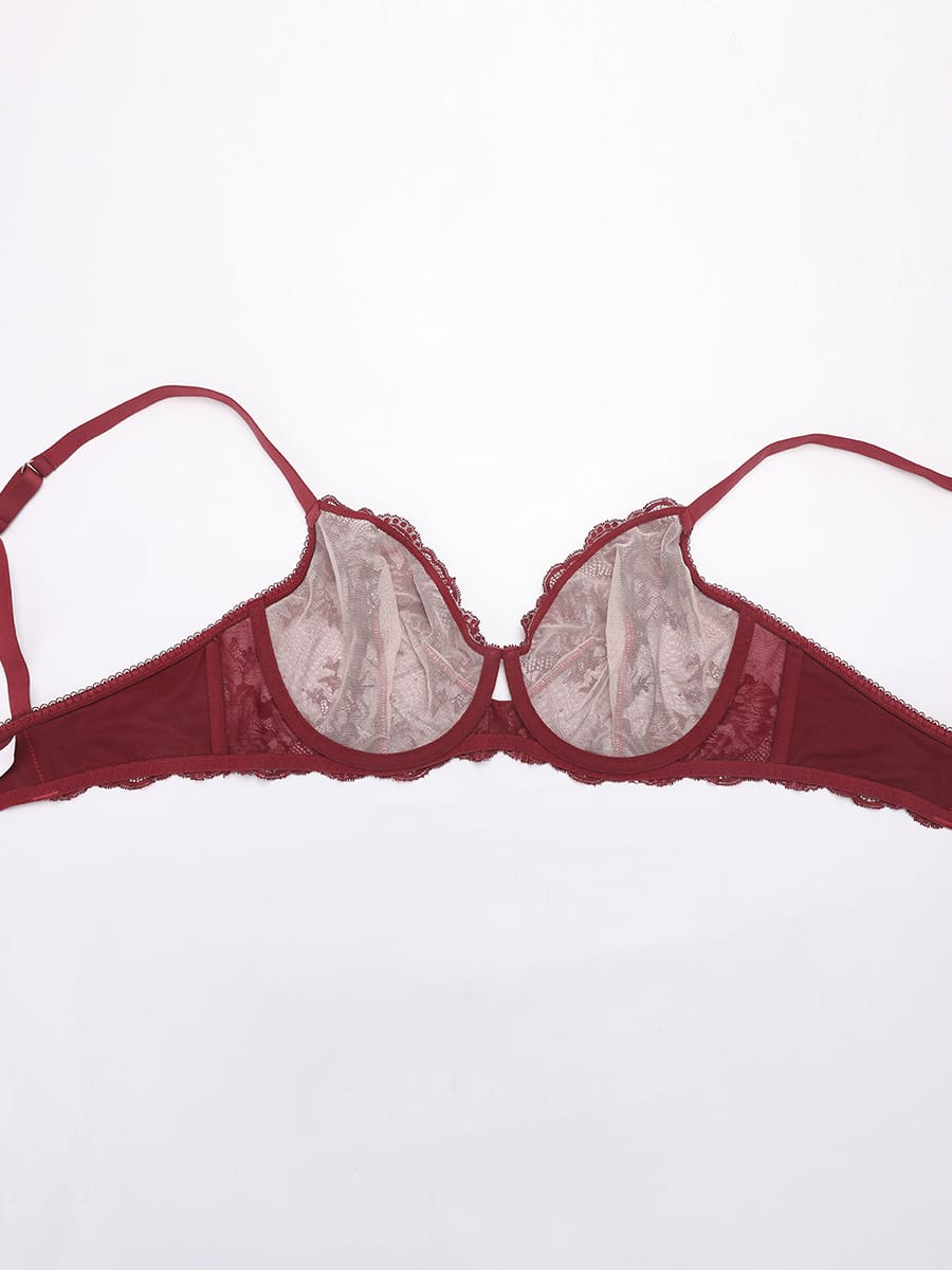 Sheer Floral Lace Underwire Bra
