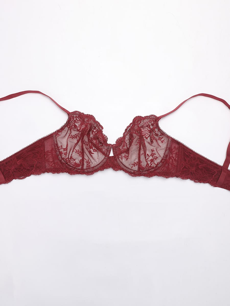 Sheer Floral Lace Underwire Bra