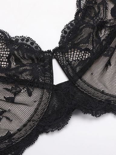 Sheer Floral Lace Underwire Bra