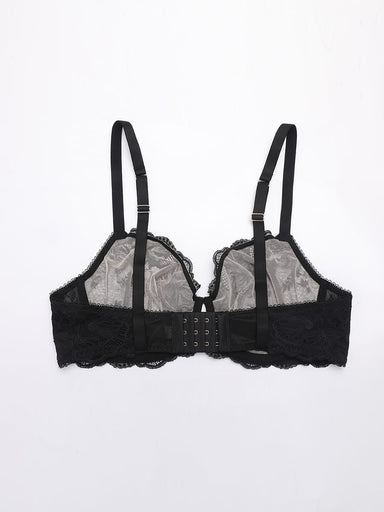 Sheer Floral Lace Underwire Bra