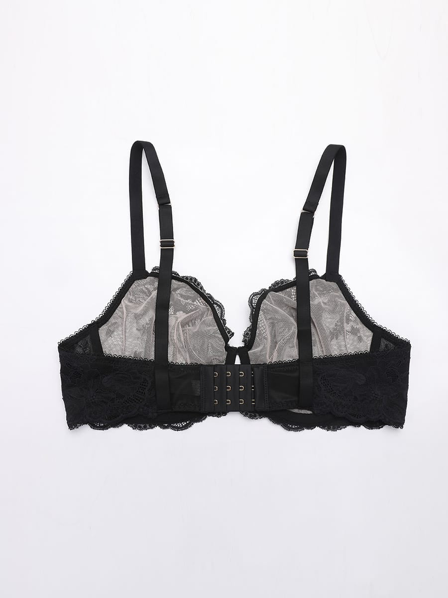 Sheer Floral Lace Underwire Bra