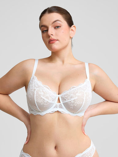 Sheer Floral Lace Underwire Bra