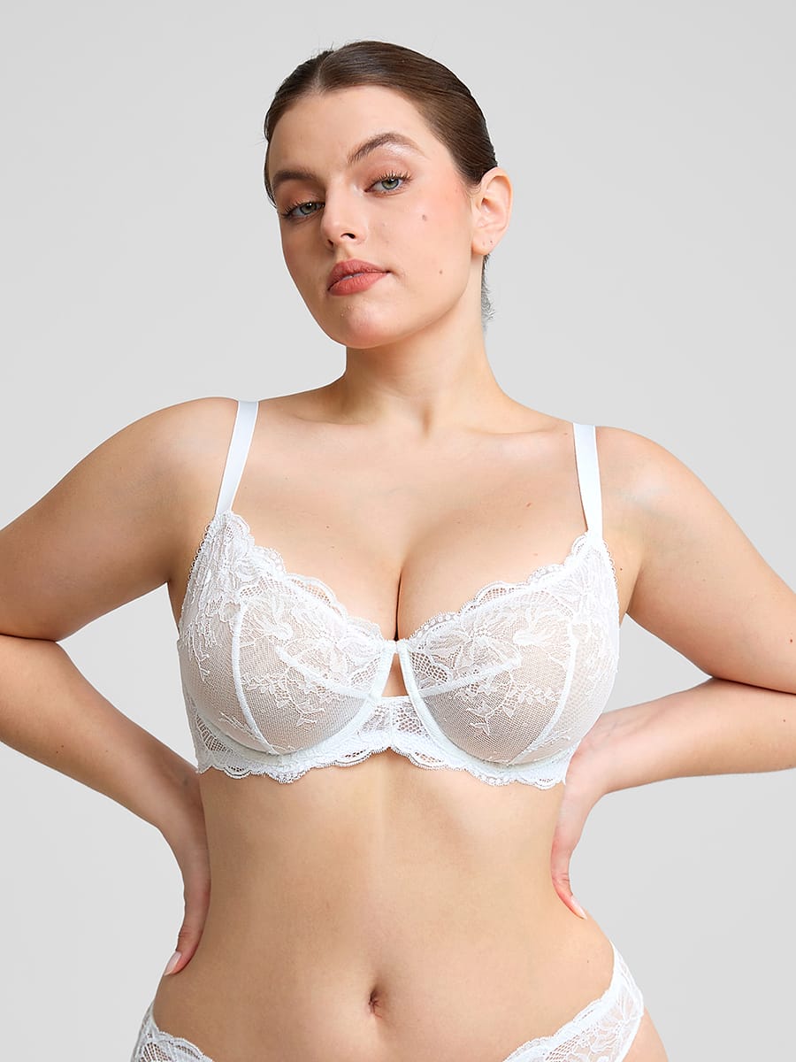 Sheer Floral Lace Underwire Bra