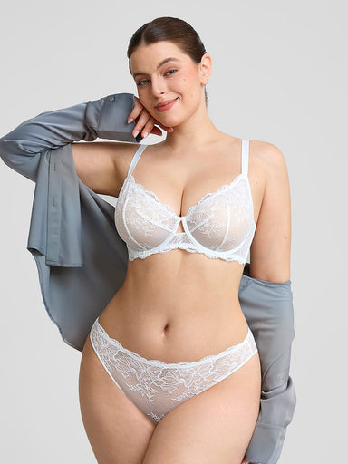 Sheer Floral Lace Underwire Bra