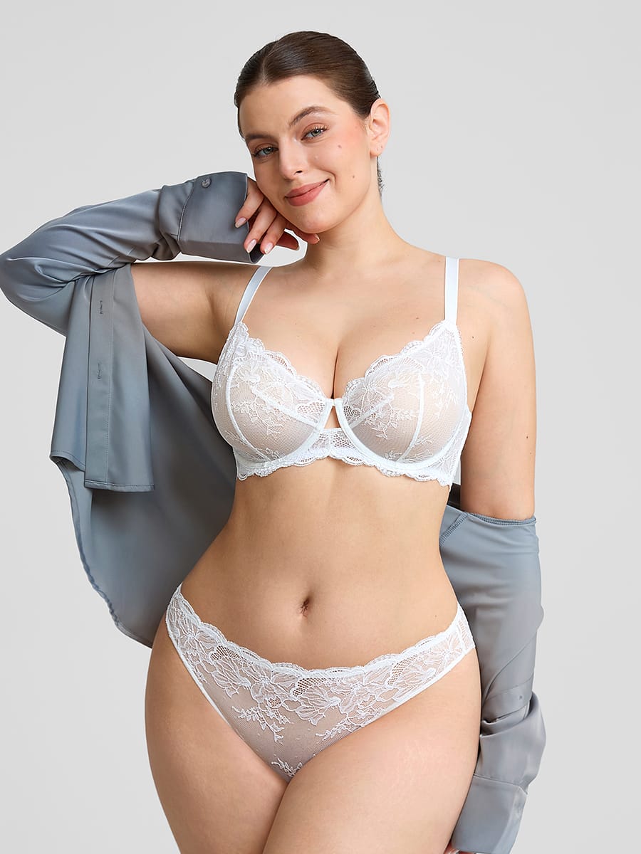 Sheer Floral Lace Underwire Bra