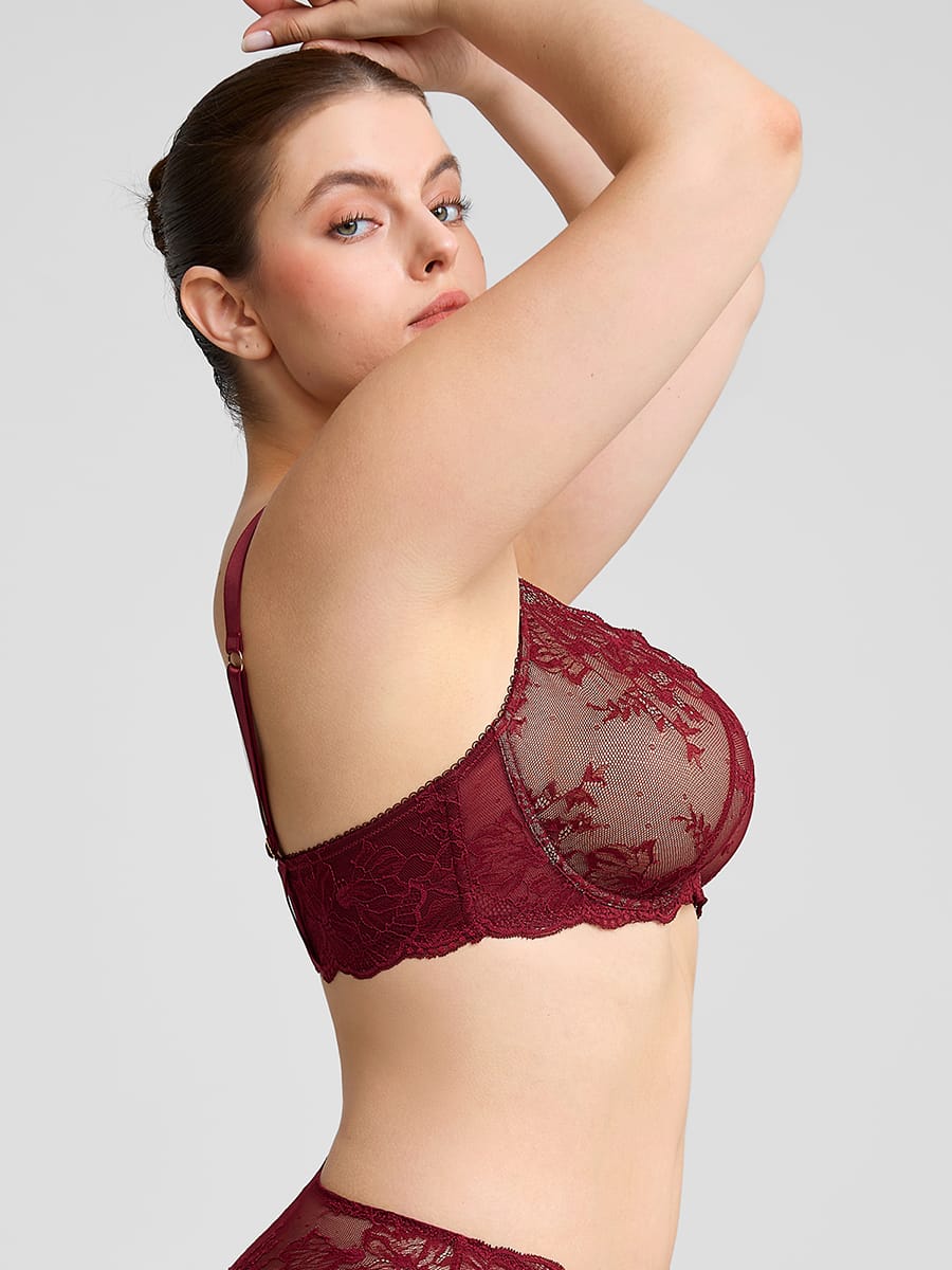 Sheer Floral Lace Underwire Bra