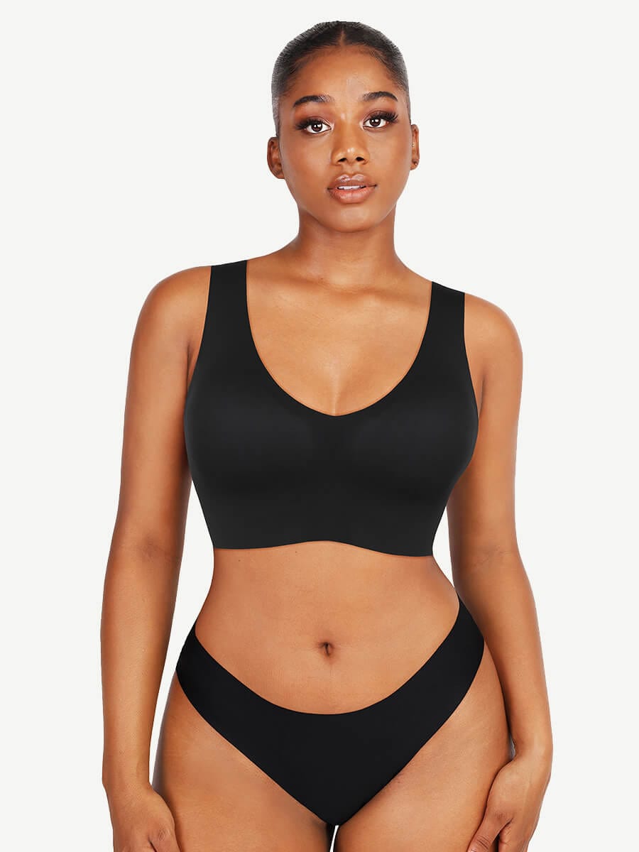 Fitted V-Neck Seamless Bra