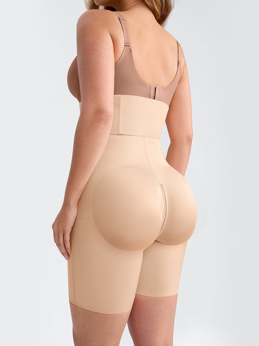 Zip-Front Hard Mesh Shaper Shorts