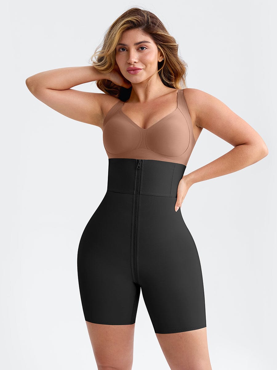 Zip-Front Hard Mesh Shaper Shorts