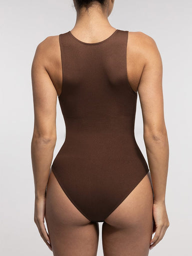 Ribbed Zip-Front Bodysuit