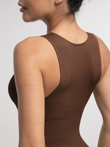 Ribbed Zip-Front Bodysuit