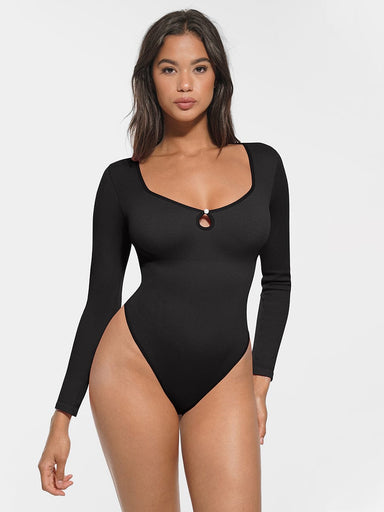 Ribbed Scoop Neck Bodysuit
