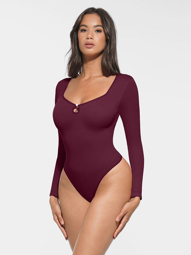 Ribbed Scoop Neck Bodysuit