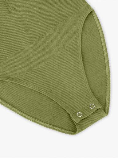 Ribbed Zip-Front Bodysuit