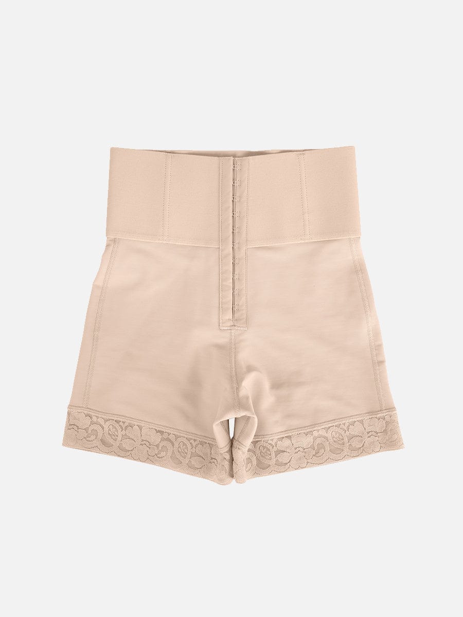 Lace Trim Hook-Front Shaper Shorts