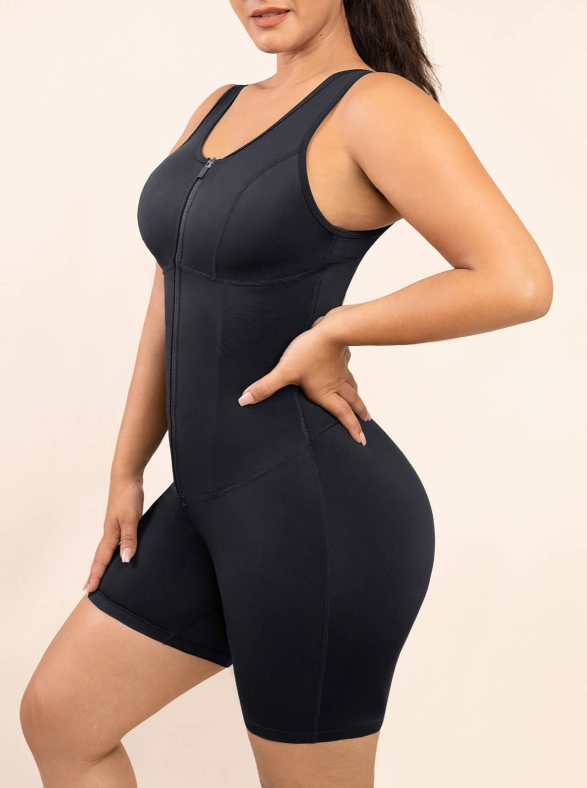 Latex-Lined Zip Front Bodysuit