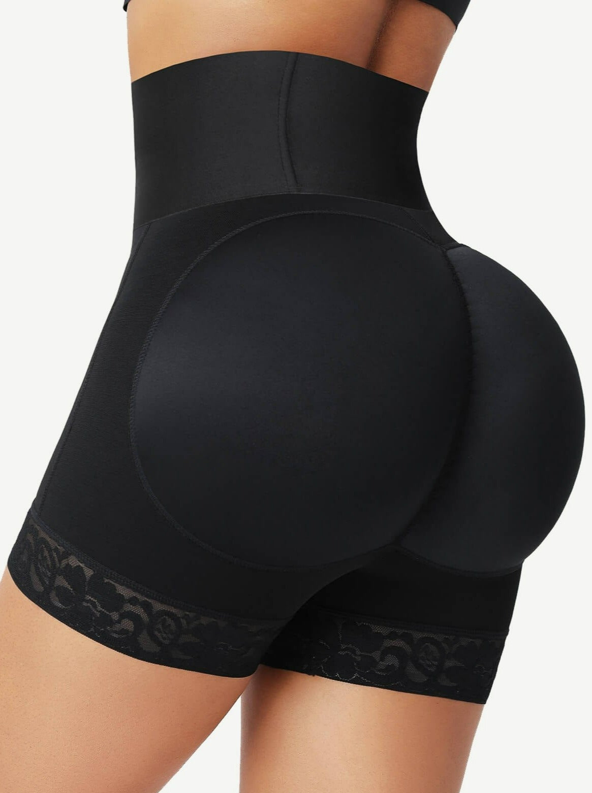 Lace Trim Hook-Front Shaper Shorts