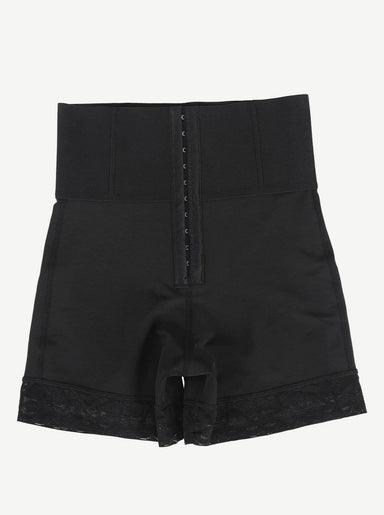 Lace Trim Hook-Front Shaper Shorts
