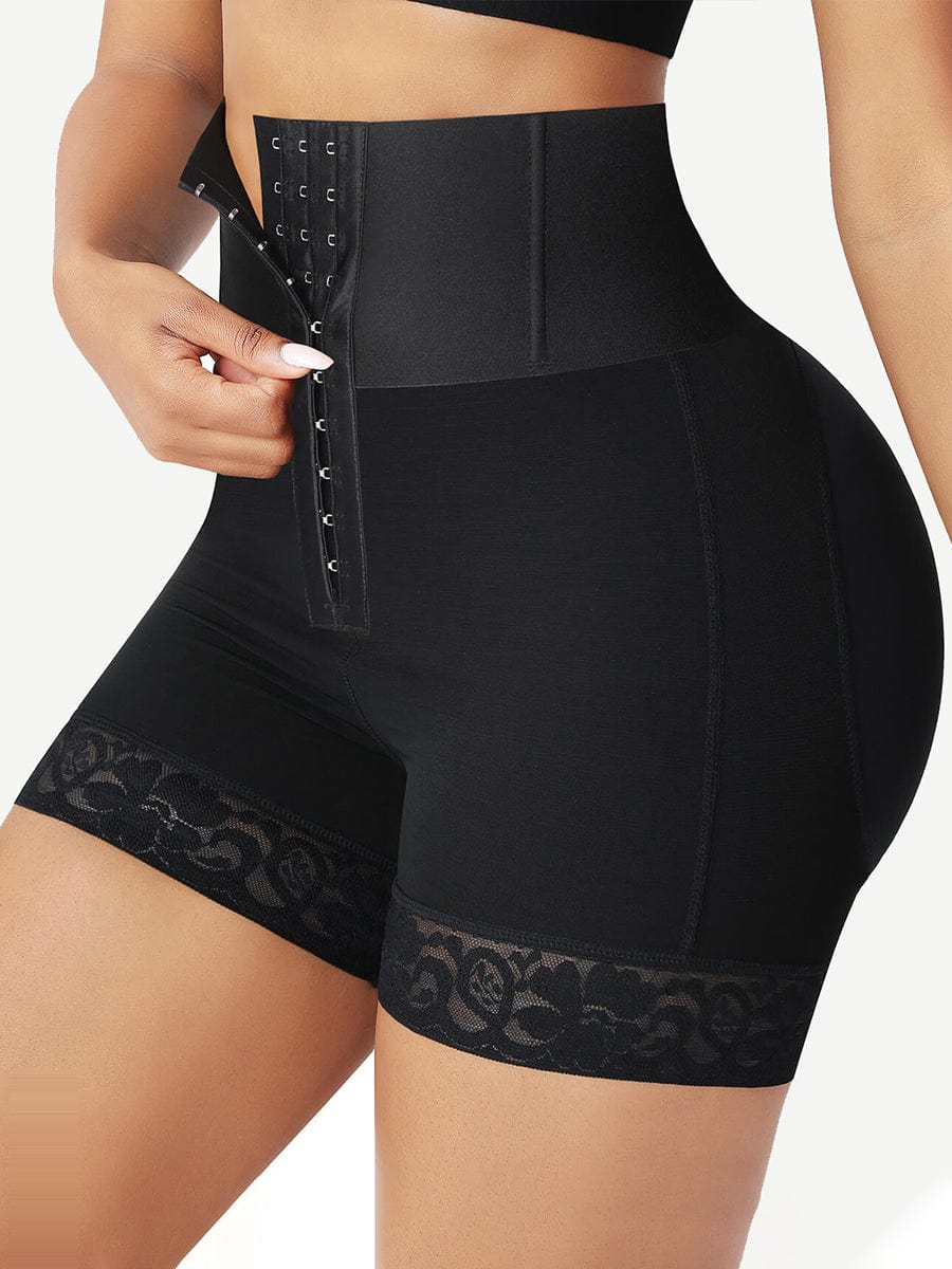 Lace Trim Hook-Front Shaper Shorts