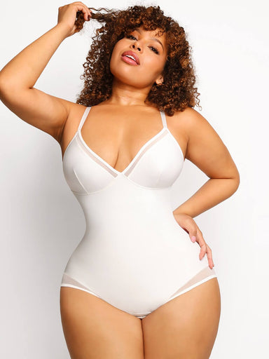 Deep V Mesh Panty Bodysuit