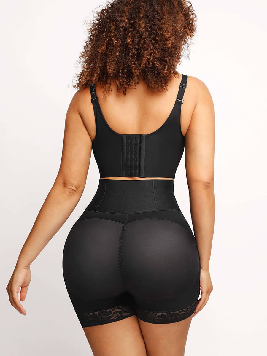 Lace Trim Hook-Front Shaper Shorts