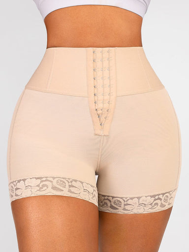 Lace Trim Hook-Front Shaper Shorts