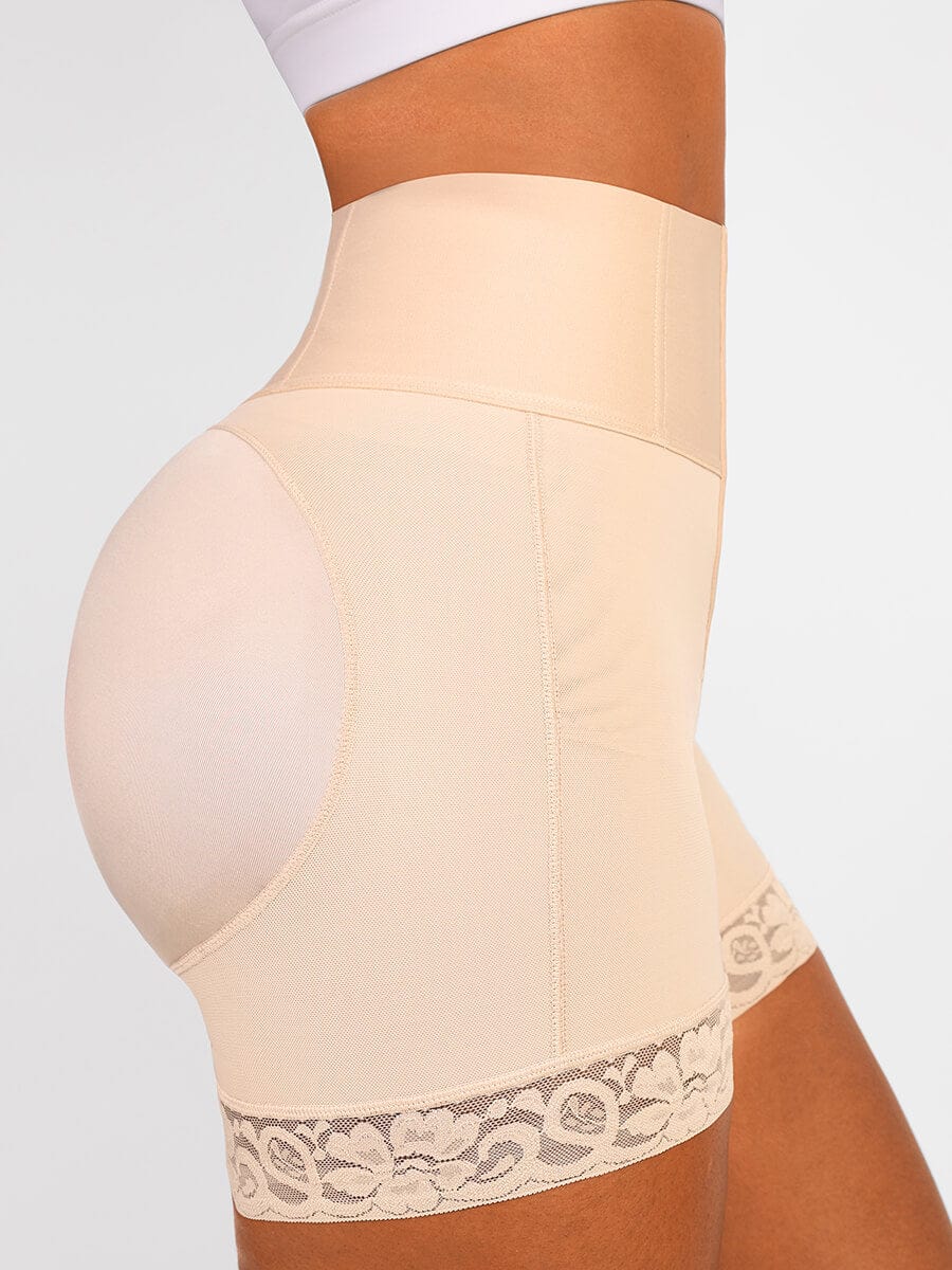 Lace Trim Hook-Front Shaper Shorts