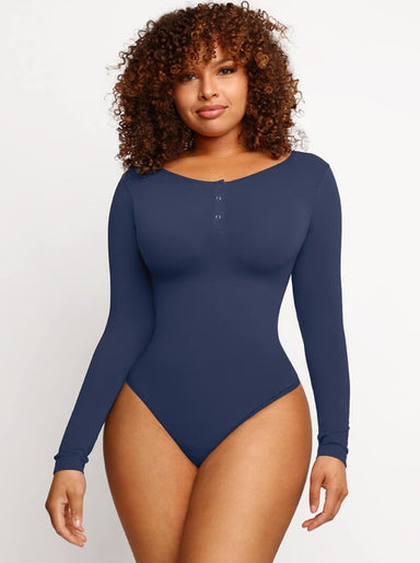 Modal Snap Placket Thong Bodysuit