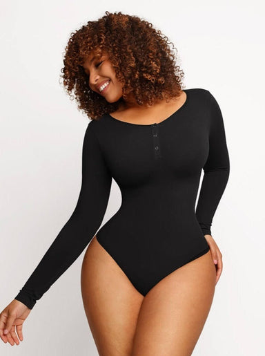 Modal Snap Placket Thong Bodysuit