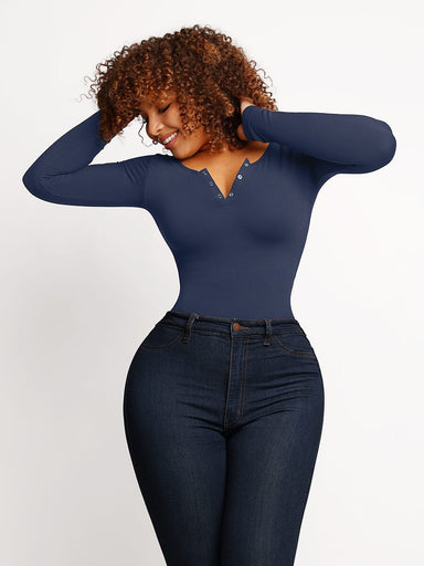 Modal Snap Placket Thong Bodysuit
