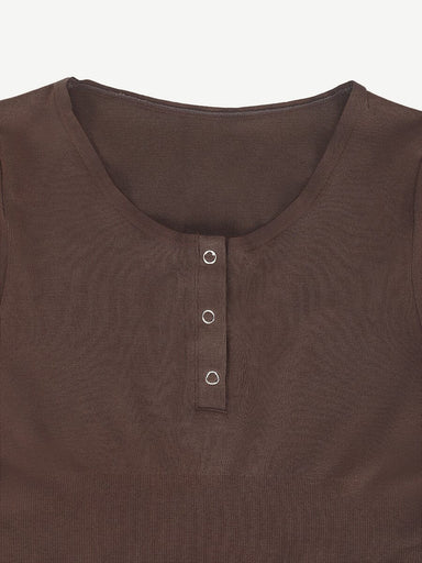 Modal Snap Placket Thong Bodysuit