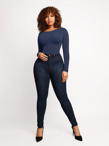 Modal Snap Placket Thong Bodysuit